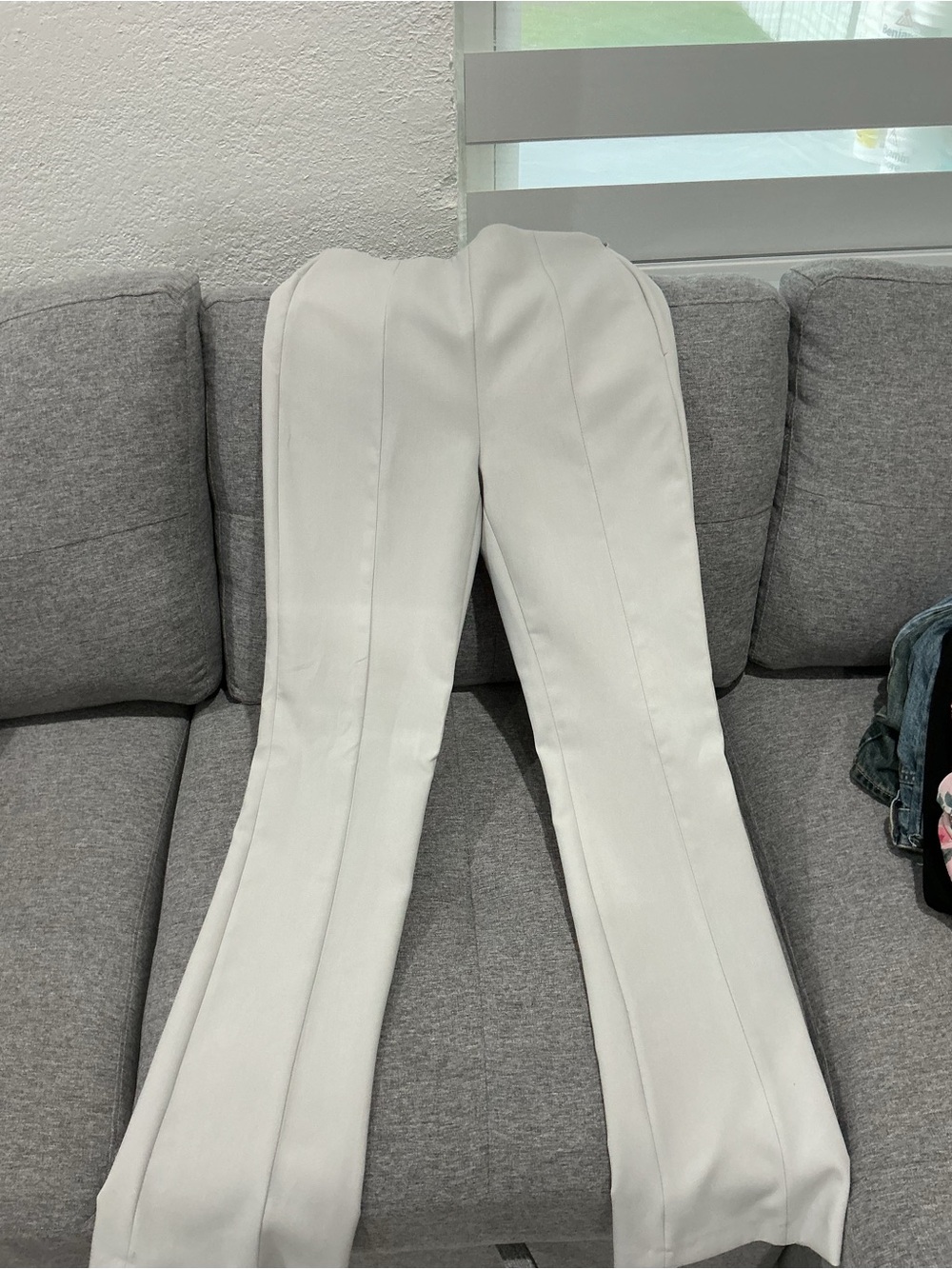Zara Cream Flared Tailored Trousers